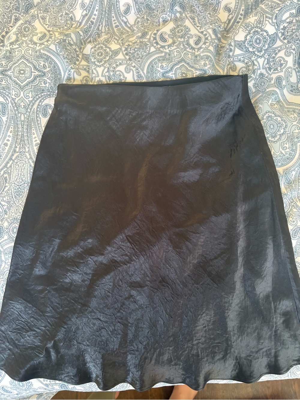 Aritzia Black Satin A-Line Midi Skirt